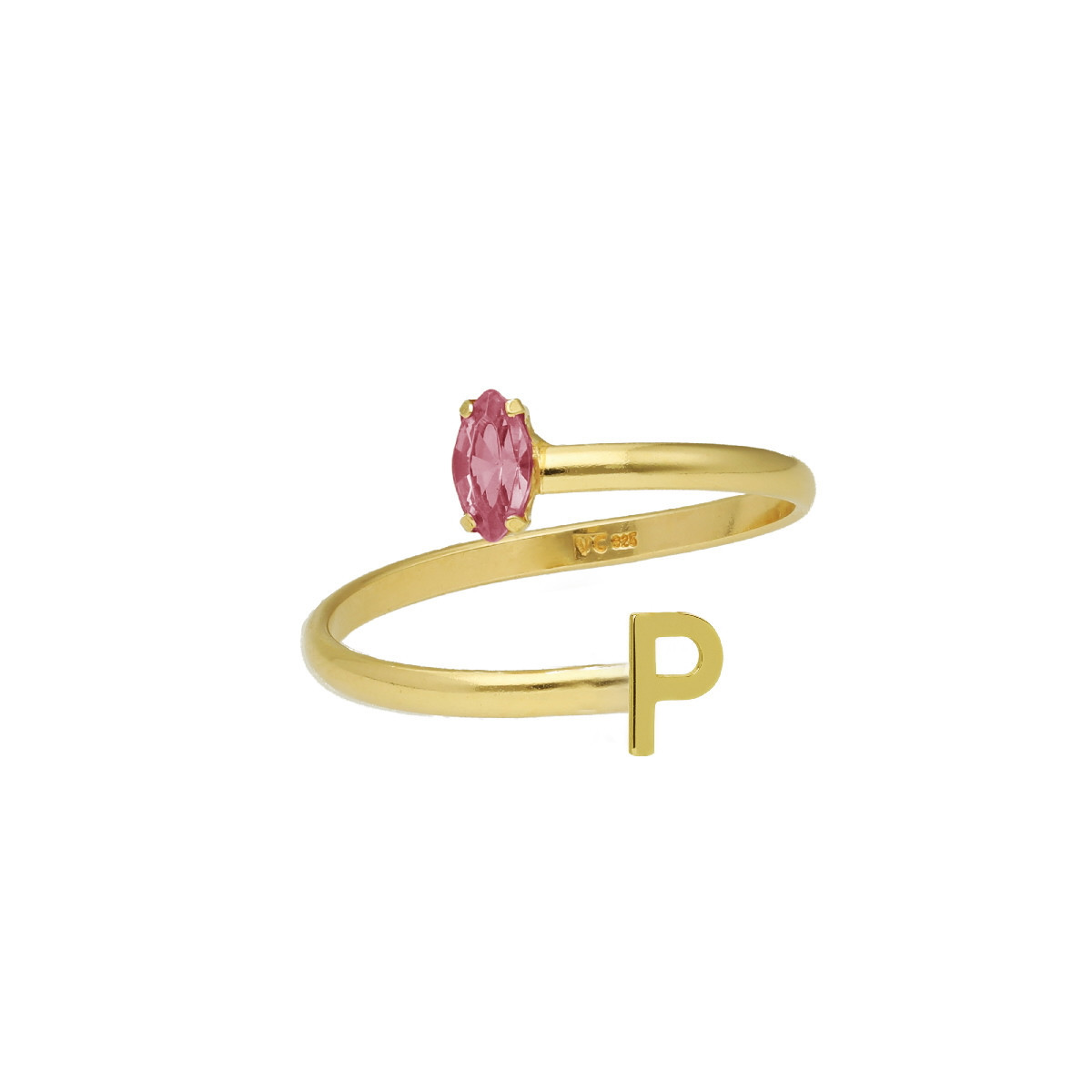 initial ''P'' Letter (CZ) Gold and Rhodium Plated Alloy Ring for Women and  Girls