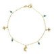 Gold-plated anklet with blue in moon shape image