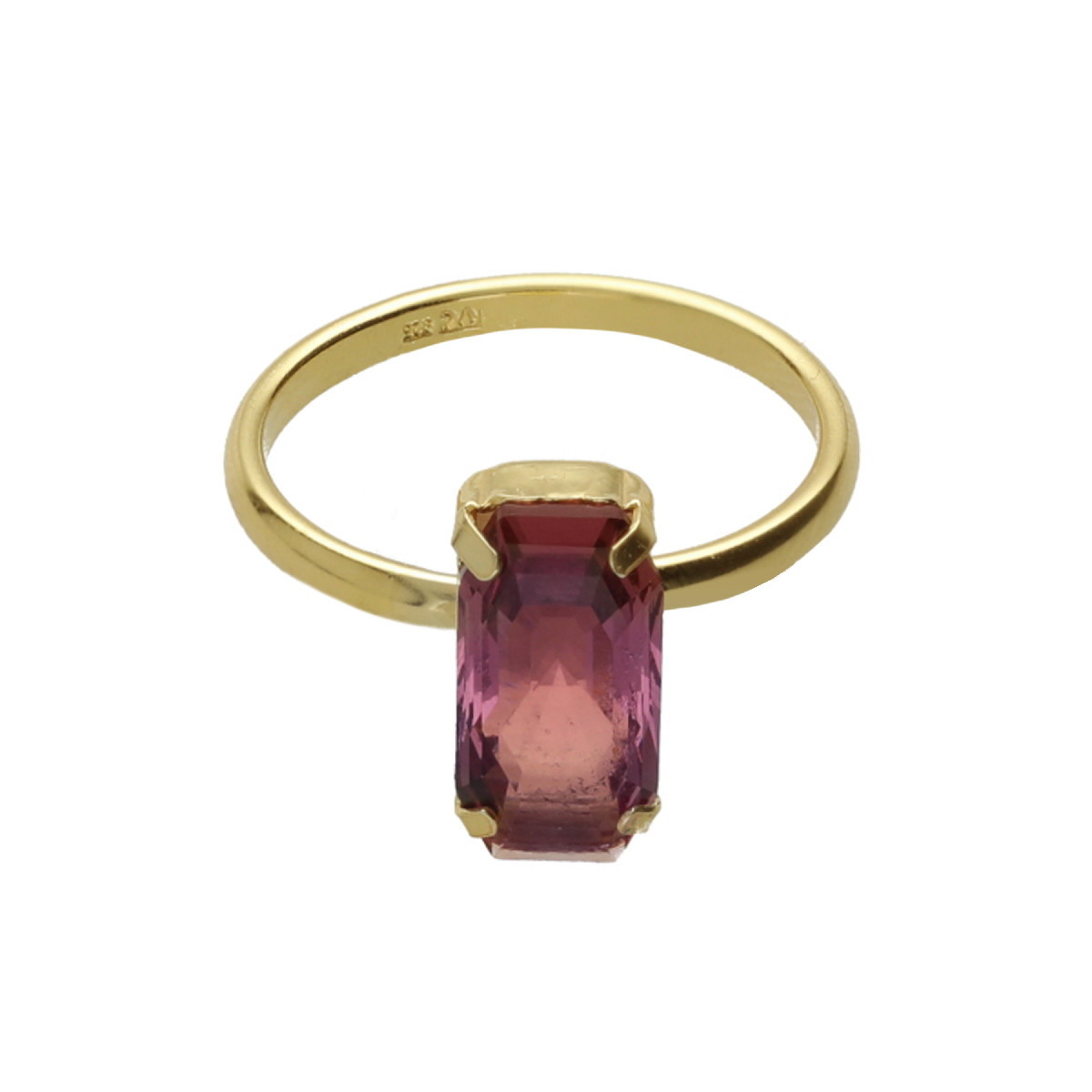 Victoria Cruz Inspire gold-plated adjustable ring with crystal in rectangle  shape