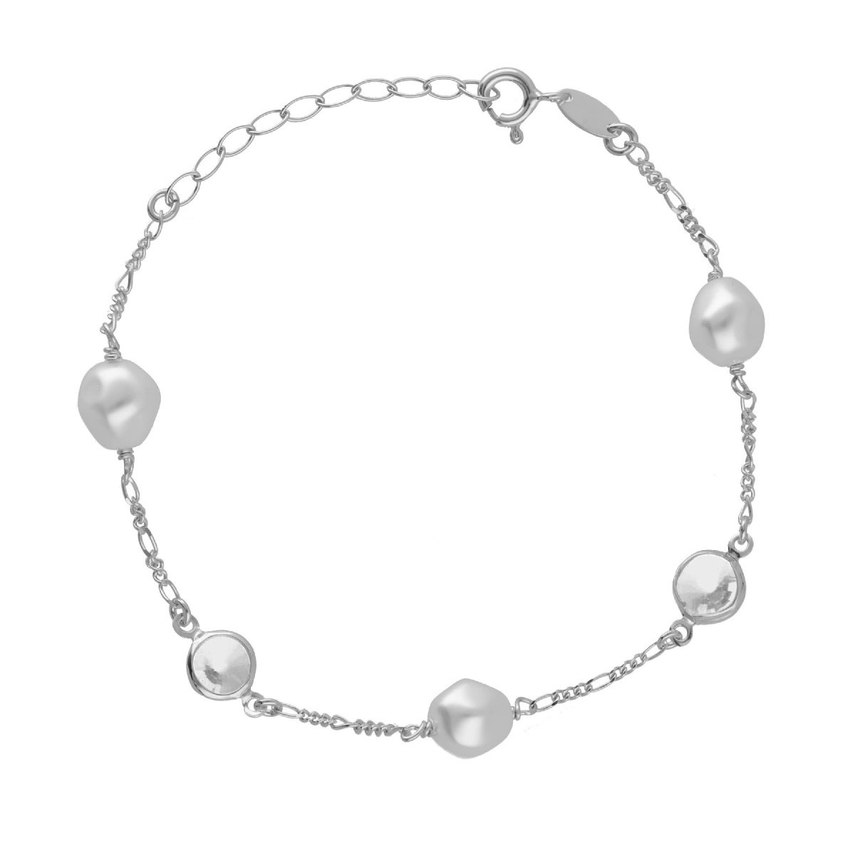 Victoria Cruz Inspire sterling silver adjustable bracelet with blue crystal  in rectangle shape