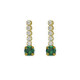 Shine gold-plated short earrings with green crystal in waterfall shape image