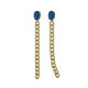 Pendientes largos cadena oval color azul bañados en oro image