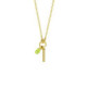 Initiale letter I gold-plated short necklace with green crystal image