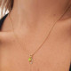 Initiale letter J gold-plated short necklace with green crystal cover