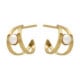Pendientes aros doble con perla bañados en oro en oro image