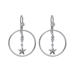 Bliss rhodium-plated starfish with multicolours crystals hook earrings