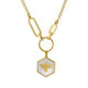 Honey gold-plated mother of pearl hexagonal medal with bee shape necklace