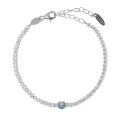 Ryver rhodium-plated row of zircons and Aquamarine crystal bracelet