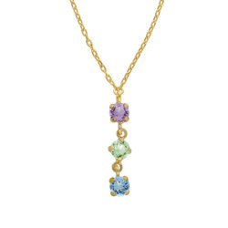 Ryver gold-plated triple multicolor crystals necklace