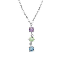 Ryver rhodium-plated triple multicolor crystals necklace