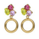 Odele gold-plated triple Multicolor crystals with a circle short earrings