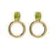 Odele gold-plated Cytrus Green oval crystal with a circle short earrings image