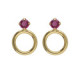 Odele gold-plated Fucshia oval crystal with a circle short earrings image