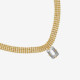 Empire gold-plated spheres flat mesh chain with a crystal short necklace cover