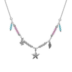 Bliss rhodium-plated starfish with multicolours crystals short necklace