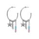 Bliss rhodium-plated starfish with multicolours crystals hoop earrings