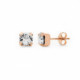 Basic round crystal earrings in rose gold plating in gold plating image