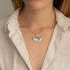 Valentina fan powder blue necklace in silver cover