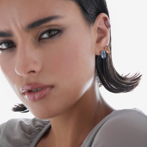 Victoria Cruz Inspire sterling silver stud earrings with blue crystal in  rectangle shape