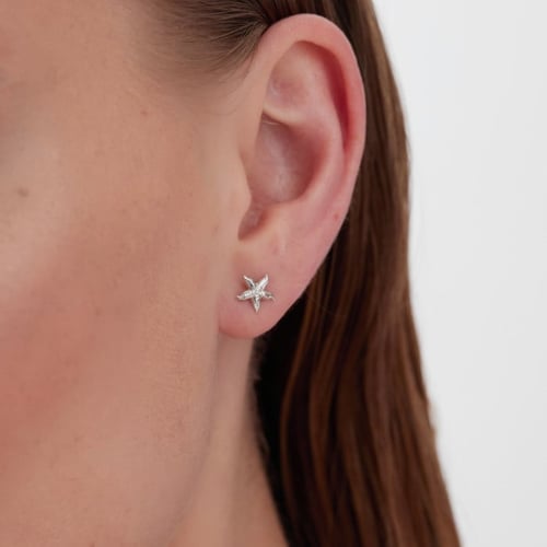 Bliss rhodium-plated starfish stud earrings