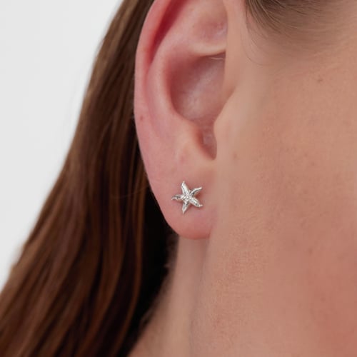 Bliss rhodium-plated starfish stud earrings