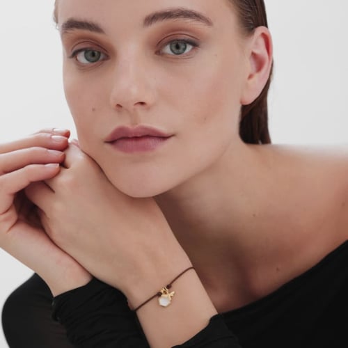 Honey gold-plated bee shape and rhombus with mother of pearls bracelet