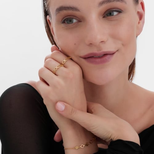 Honey gold-plated hexagons silhouettes open ring