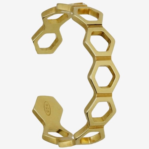 Honey gold-plated hexagons silhouettes open ring