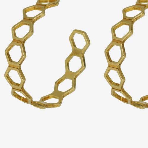 Honey gold-plated hexagonals silhouettes hoop earrings