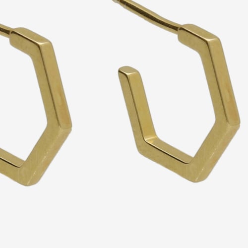 Honey gold-plated hexagonal hoop earrings