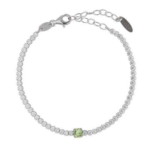 Ryver rhodium-plated row of zircons and Chrysolite crystal bracelet
