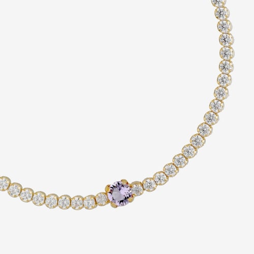 Ryver gold-plated row of zircons and Violet crystal bracelet