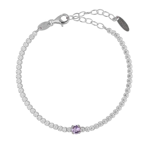 Ryver rhodium-plated row of zircons and Violet crystal bracelet
