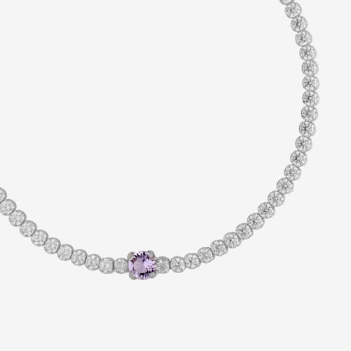 Ryver rhodium-plated row of zircons and Violet crystal bracelet