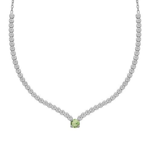 Ryver rhodium-plated row of zircons and Chrysolite crystal necklace