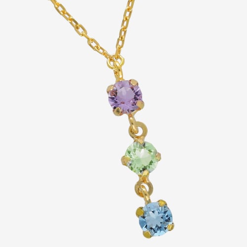 Ryver gold-plated triple multicolor crystals necklace