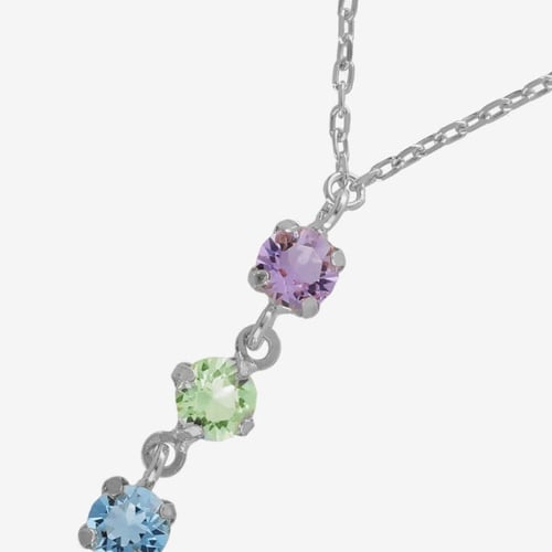 Ryver rhodium-plated triple multicolor crystals necklace