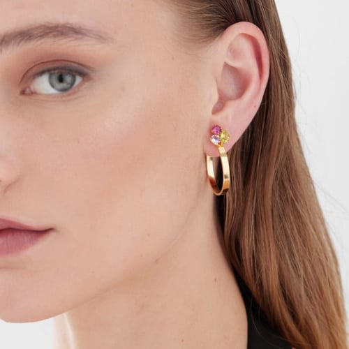 Odele gold-plated triple Multicolor crystals hoop earrings