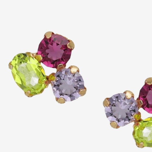 Odele gold-plated triple Multicolor crystals stud earrings