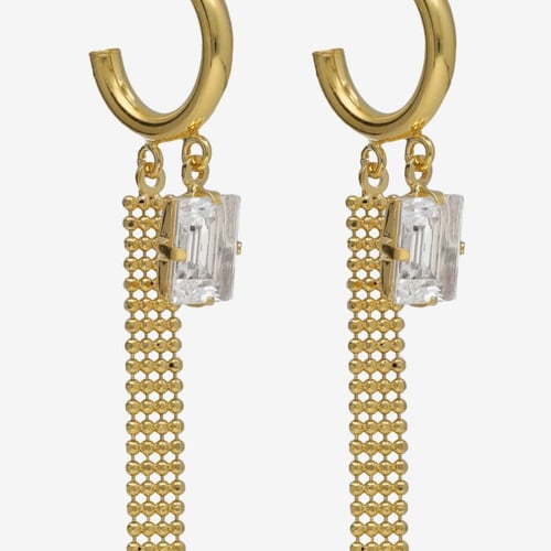 Empire gold-plated spheres flat mesh chain with a crystal hoop earrings
