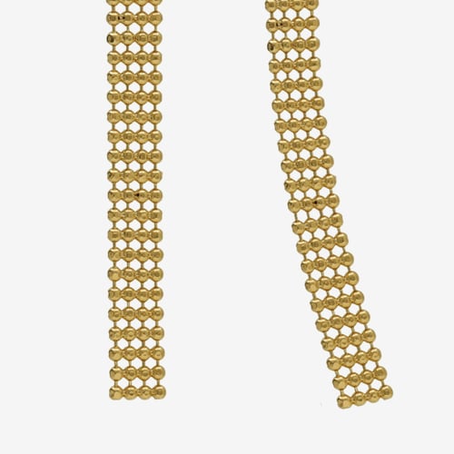 Empire gold-plated spheres flat mesh chain long earrings