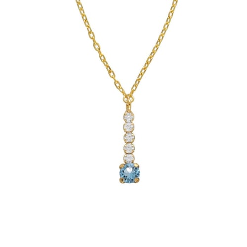 Ryver gold-plated zircons and Aquamarine crystal necklace