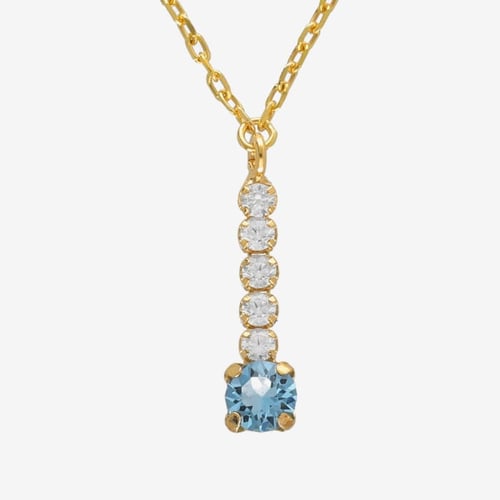 Ryver gold-plated zircons and Aquamarine crystal necklace