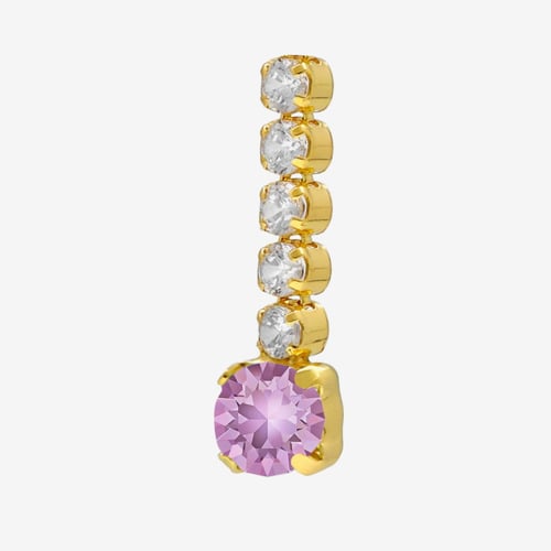 Pendientes cortos cascada de circonitas con crystal Violet bañado en oro de Ryver