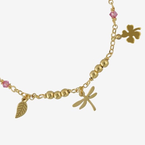 Bliss gold-plated dragonfly with multicolours crystals bracelet