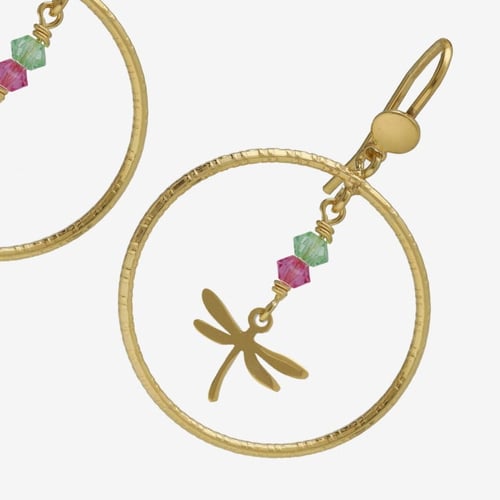 Bliss gold-plated dragonfly with multicolours crystals hook earrings