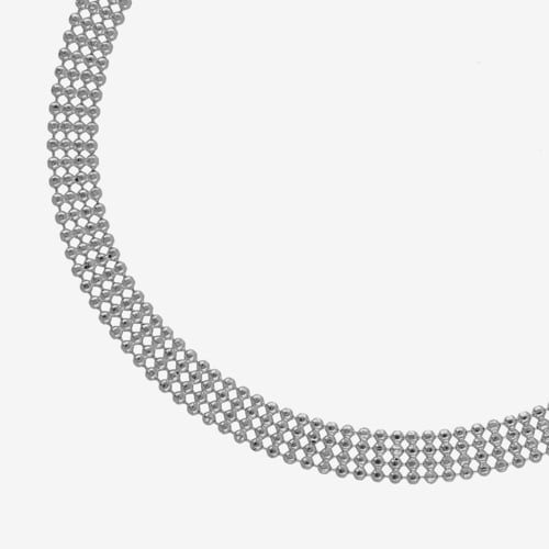 Empire rhodium-plated spheres flat mesh chain bracelet
