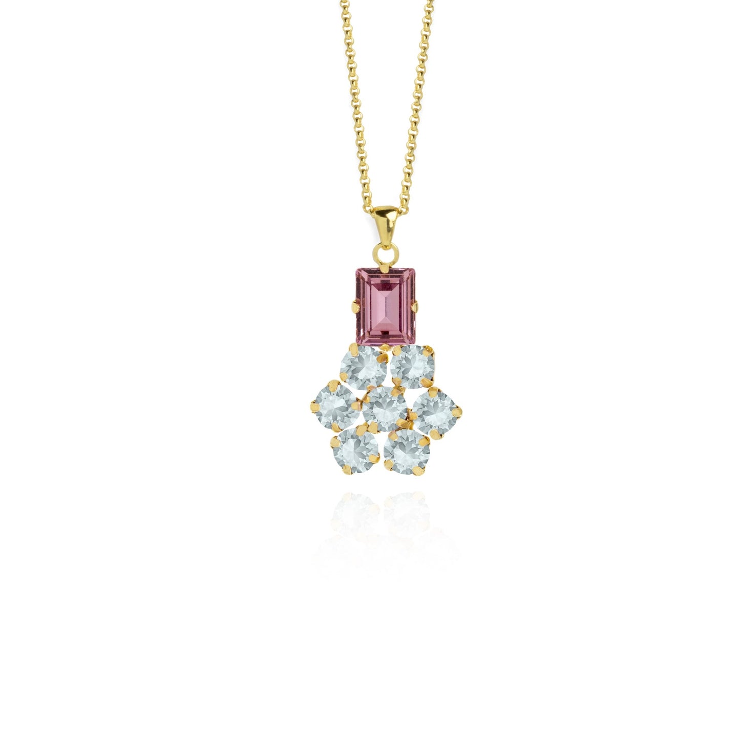 Gold plated Sterling Silver Short necklace flower crystal from Antonella