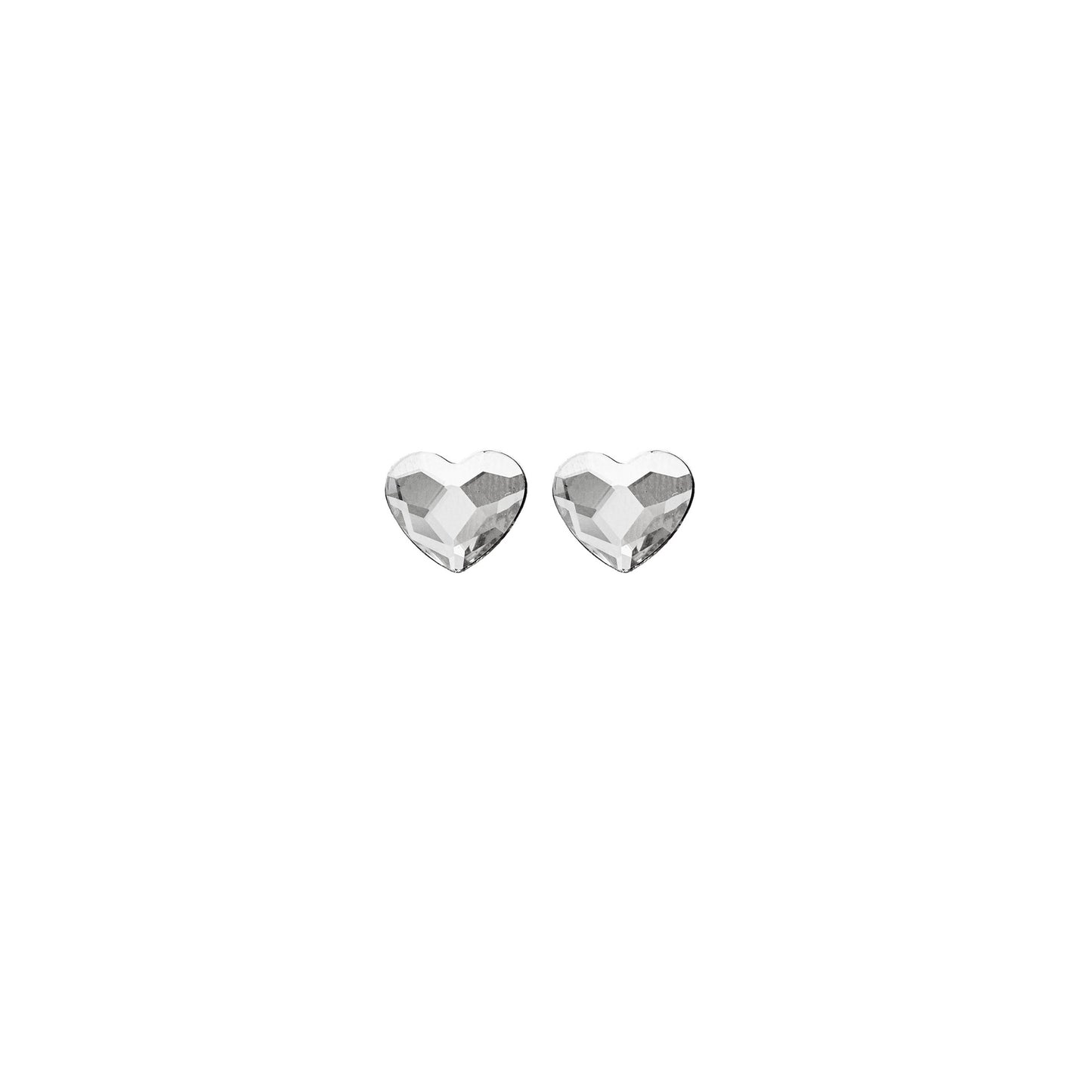 Pendientes botón corazón cristal en Plata baño rodio de Cuore