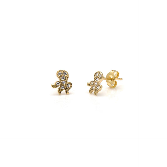 Gold plated Sterling Silver Stud earrings white crystal from Kids